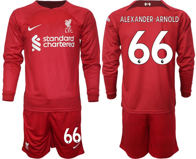 Men 2022-2023 Club Liverpool home long sleeves red #66 Soccer Jersey->youth soccer jersey->Youth Jersey